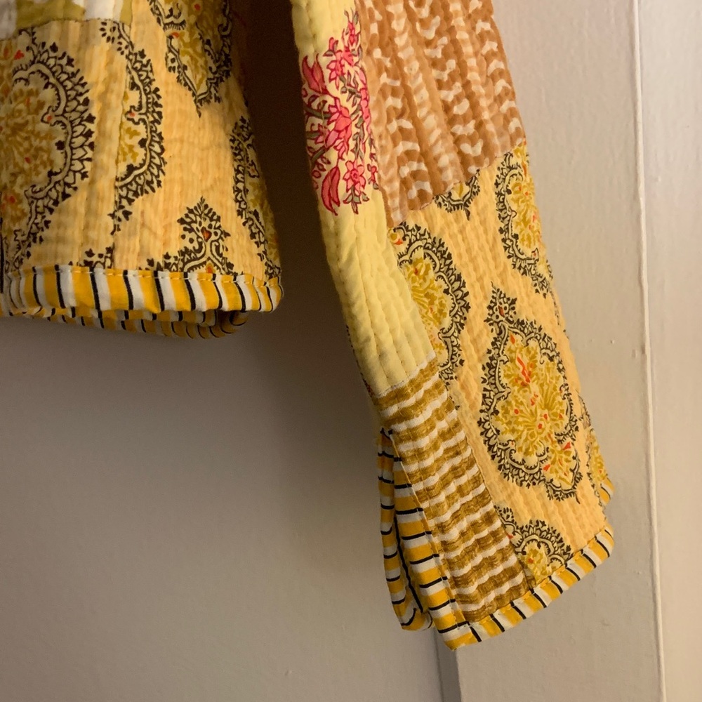 Colorful Yellow Patchwork Jacket - image 4